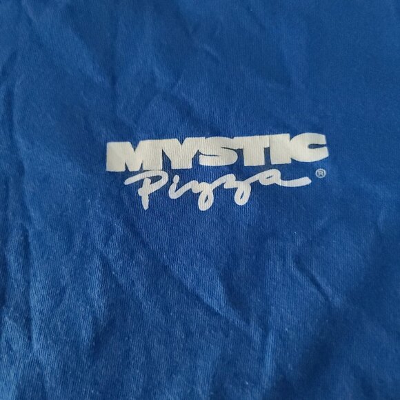 Vtg Mystic Pizza Graphic T Shirt  A Slice of Heaven with Wings Sz M Blue Cotton - Picture 7 of 8
